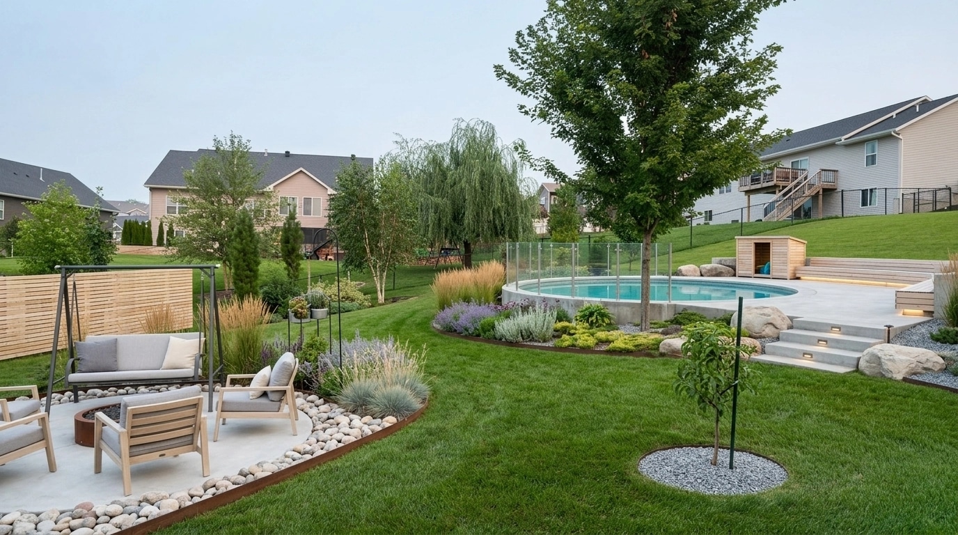 Landscape design in Scandinavian Garden style — Yard by GenRoom AI