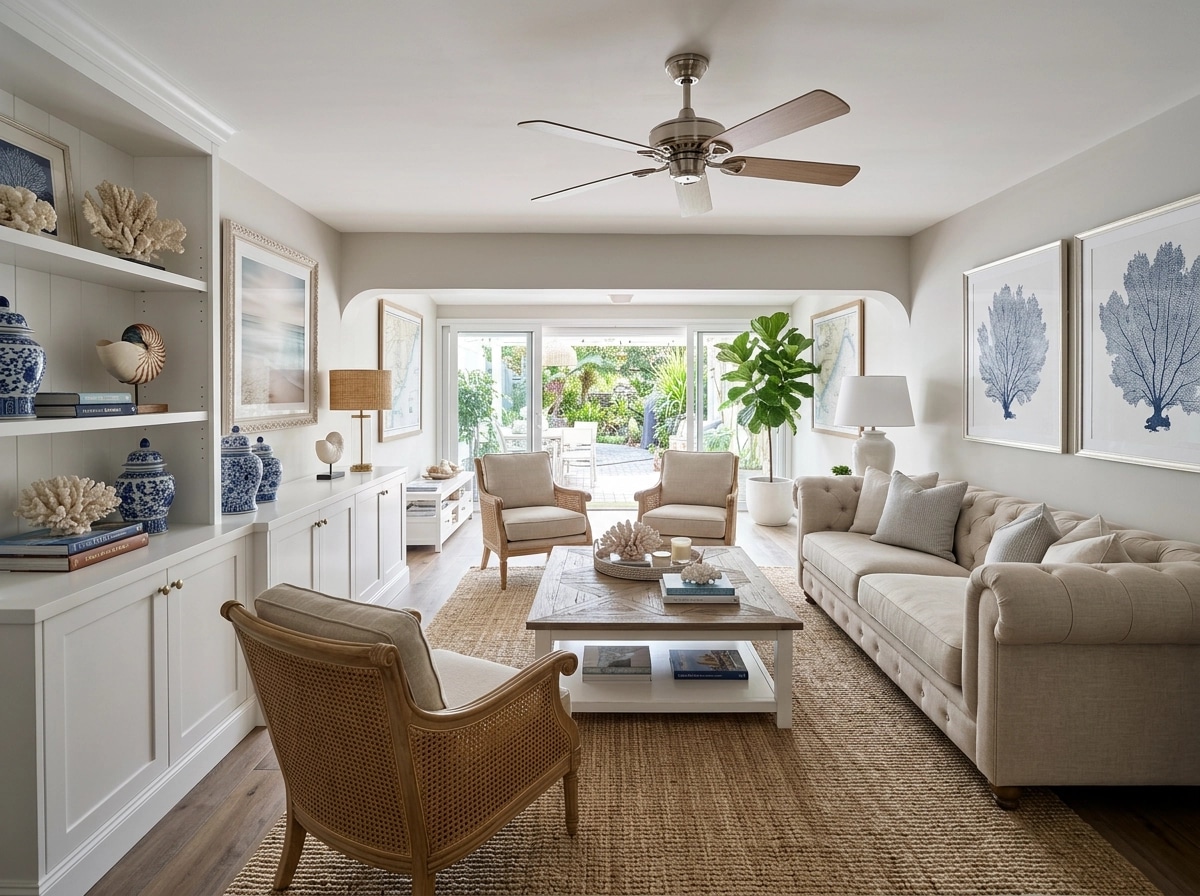 Interior design in Coastal / Hamptons style — Living Room by GenRoom AI