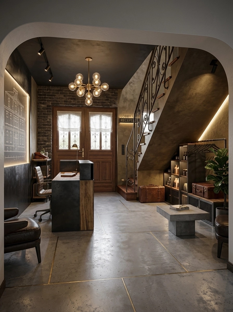 Interior design in Loft / Industrial style — lobby by GenRoom AI