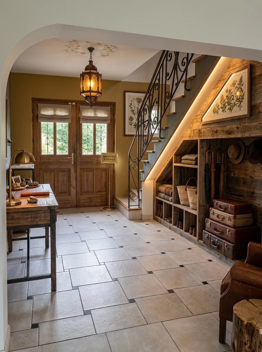 Interior design in Rustic style — lobby by GenRoom AI