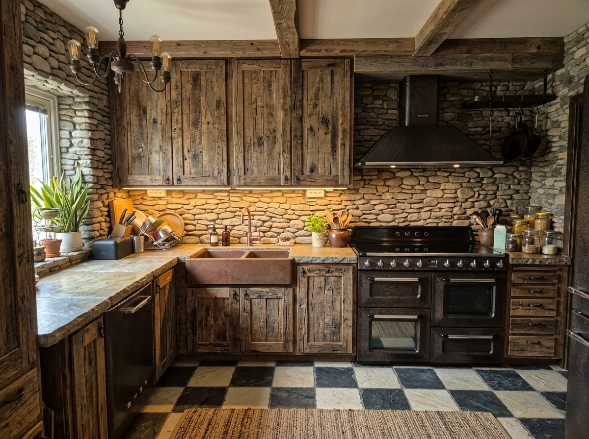 Kitchen interior in Rustic style — photo by GenRoom AI