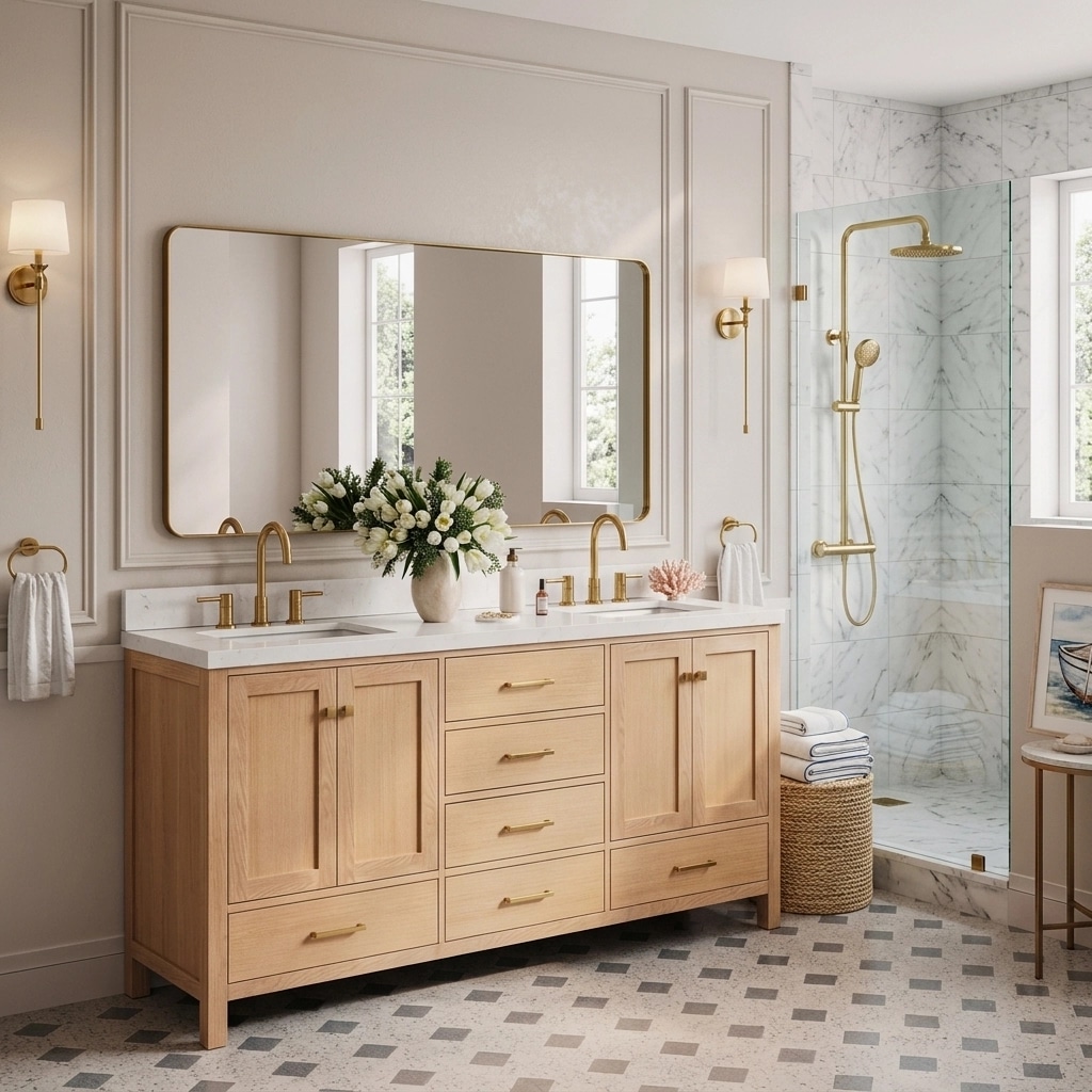 Interior design in Coastal / Hamptons style — Bathroom by GenRoom AI