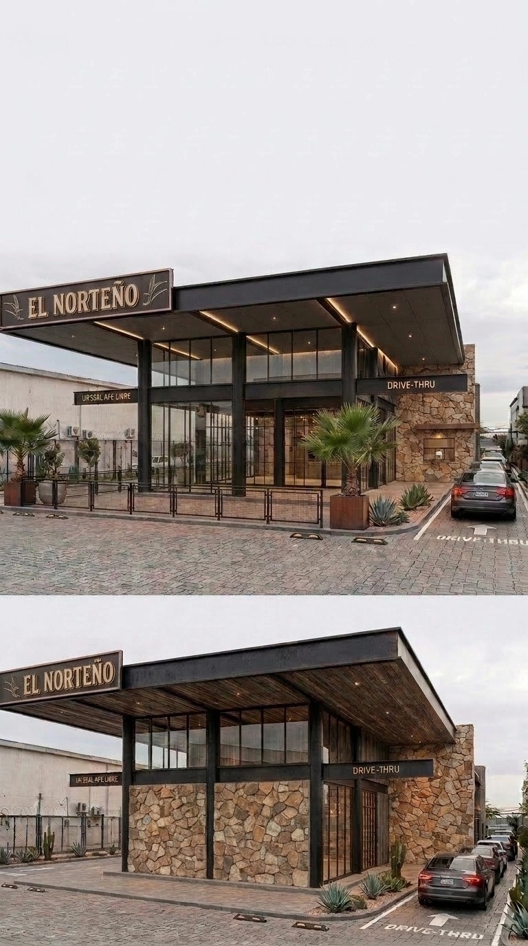 Facade design in Blacktec Facade style — Facade by GenRoom AI
