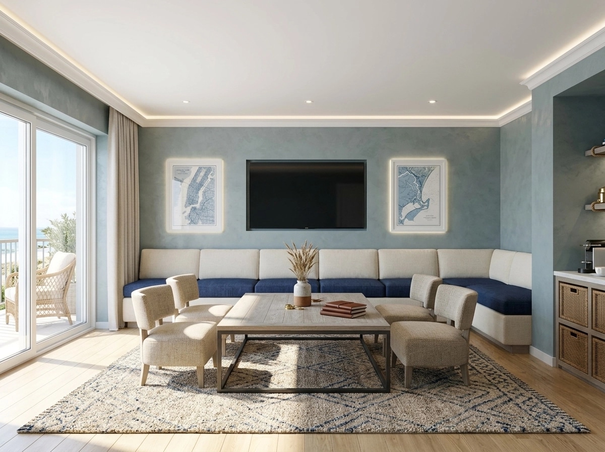 Interior desain di Coastal / Hamptons gaya — meeting_room oleh GenRoom AI
