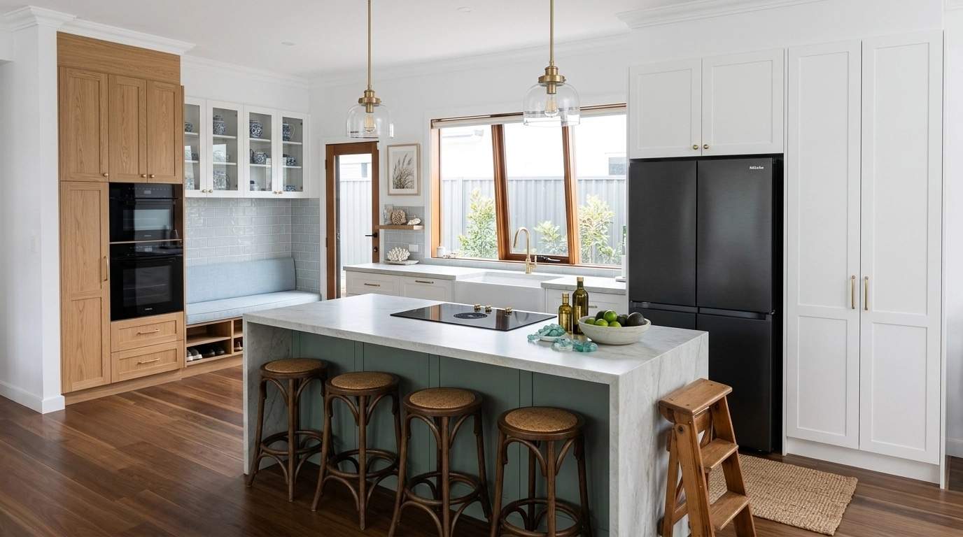 Interior design in Coastal / Hamptons style — Kitchen by GenRoom AI