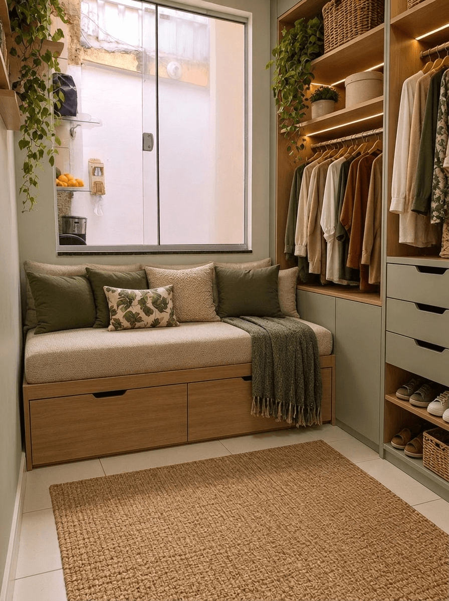 Interior design in Biophilic style — wardrobe by GenRoom AI