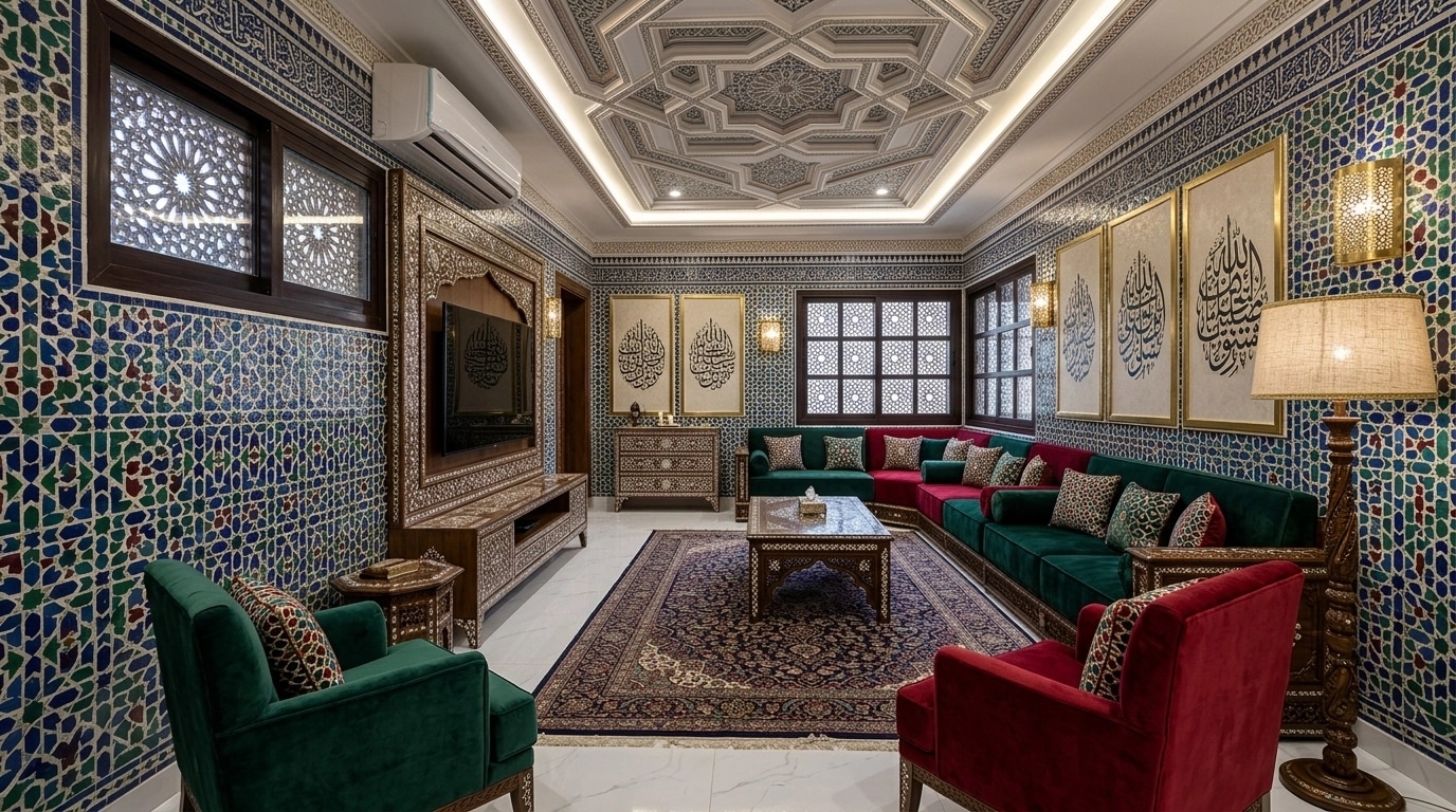 Interior design in Islamic Geometric style — Living Room by GenRoom AI