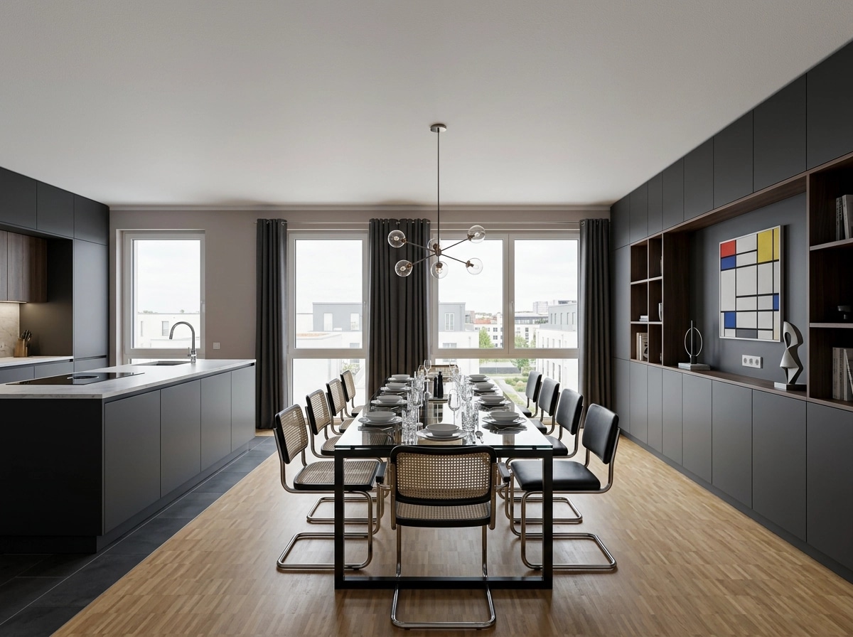 Interior design in Bauhaus style — dining_room by GenRoom AI