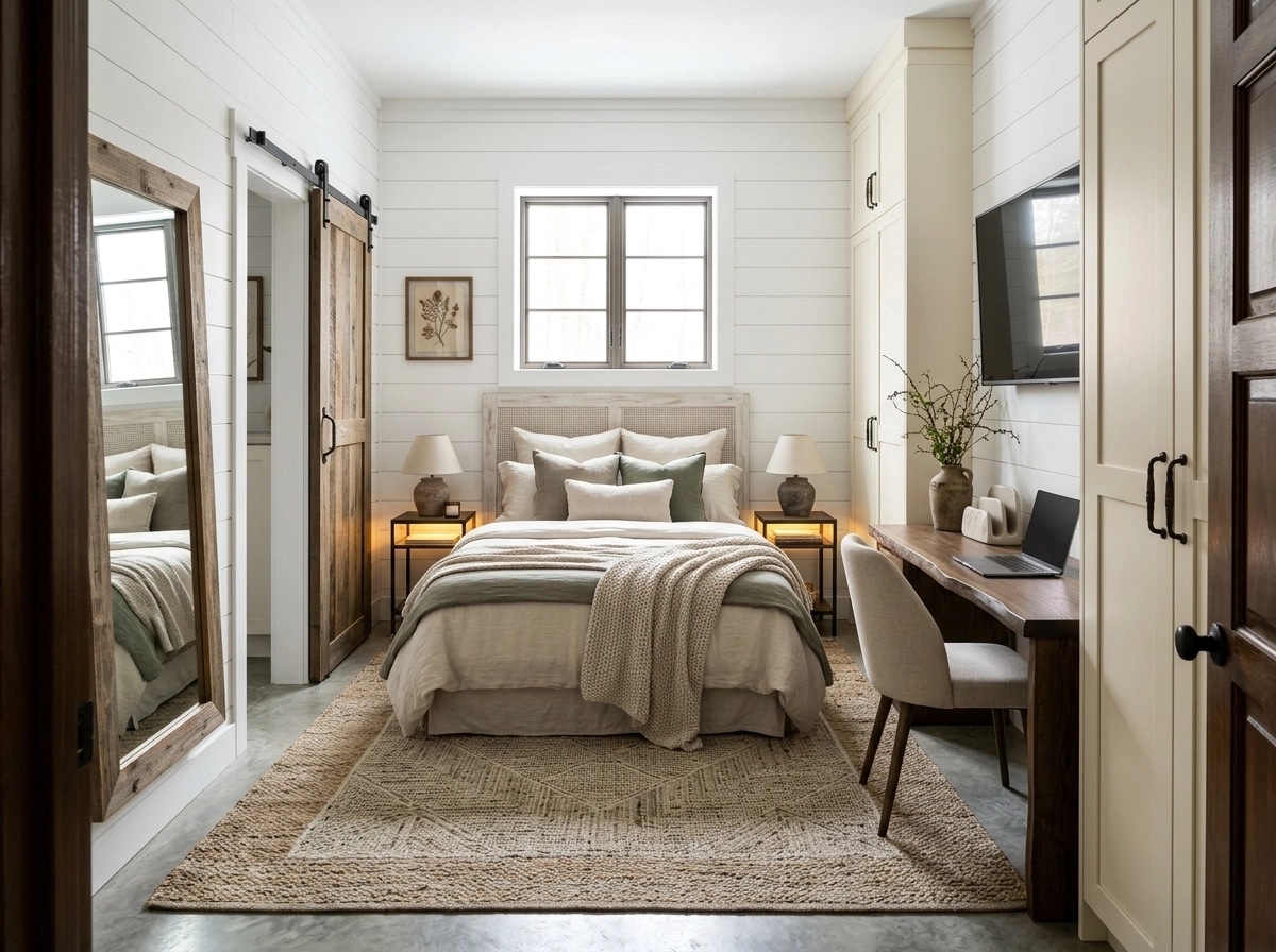 Modern Farmhouse Bedroom design — interior photo by GenRoom AI