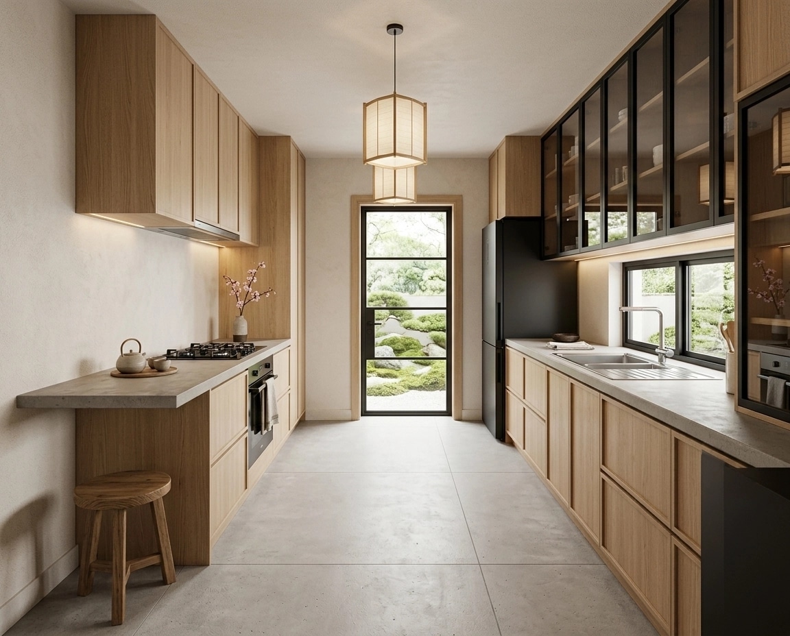 Kitchen interior in Japandi style — photo by GenRoom AI