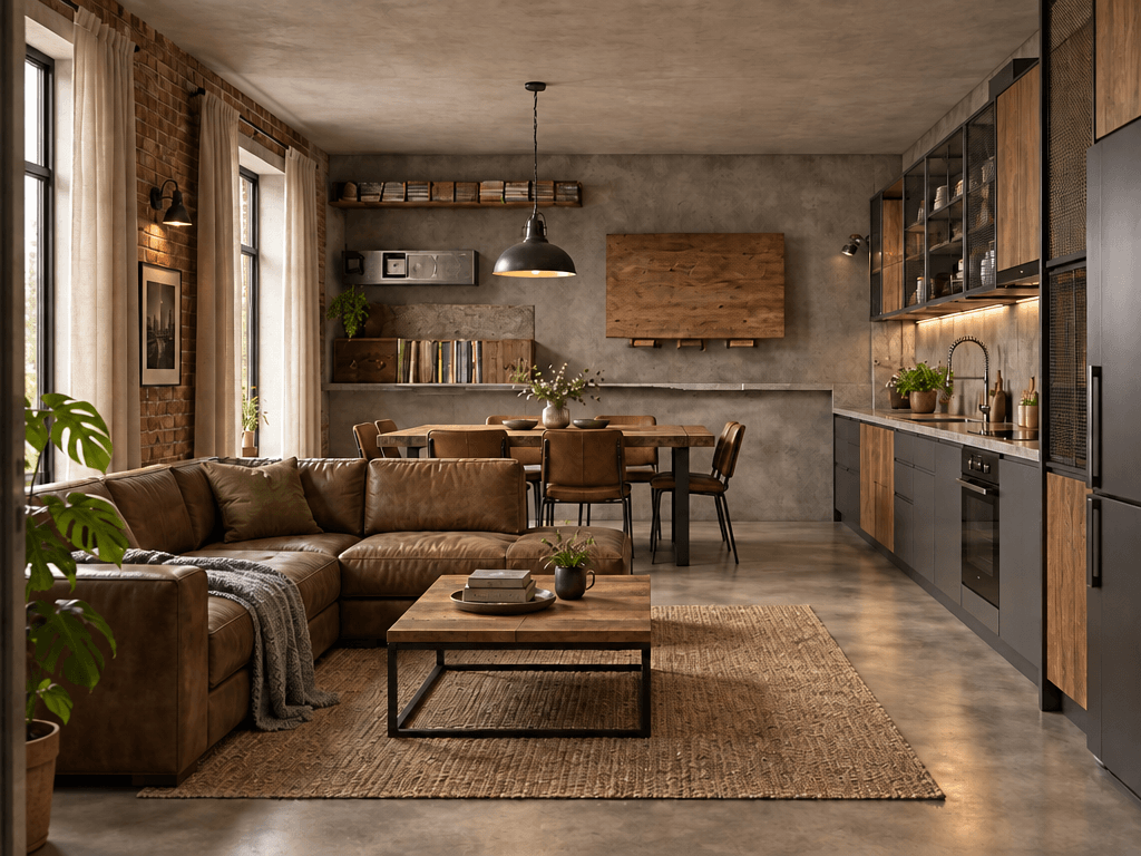 Design de interiores em estilo Loft / Industrial — Sala de Estar por GenRoom AI