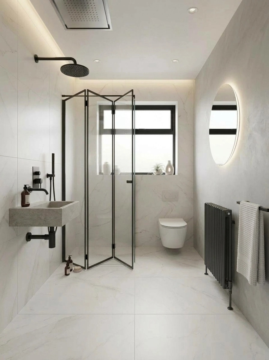 Bathroom interior in Minimalism style — photo by GenRoom AI
