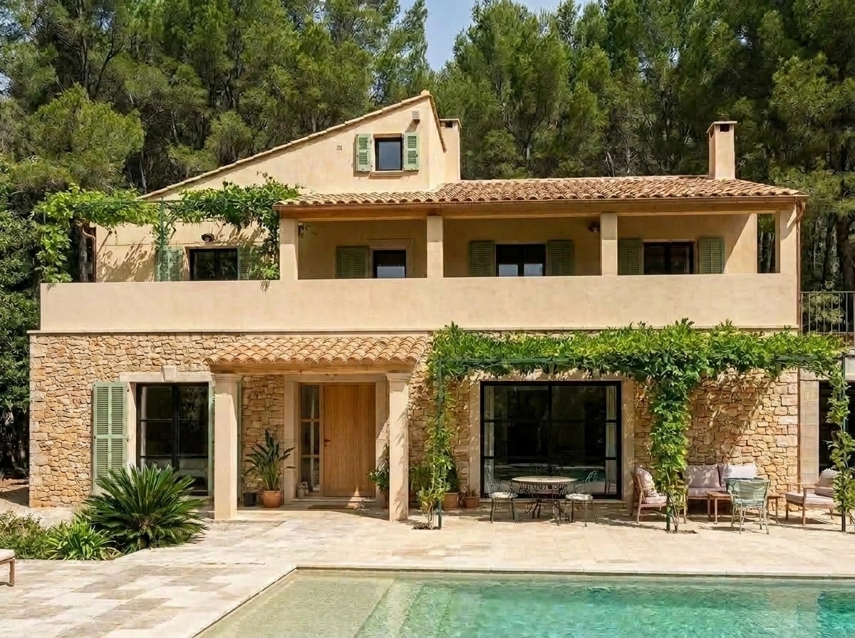 Diseño de fachada en estilo Mediterranean Facade — Fachada por GenRoom AI