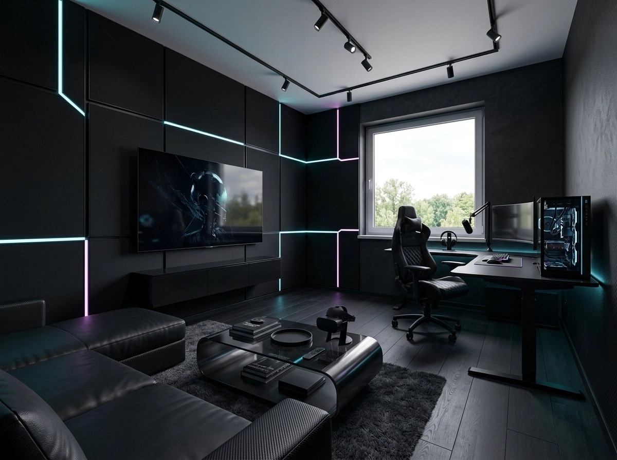 Blacktec Living Room design — interior photo by GenRoom AI