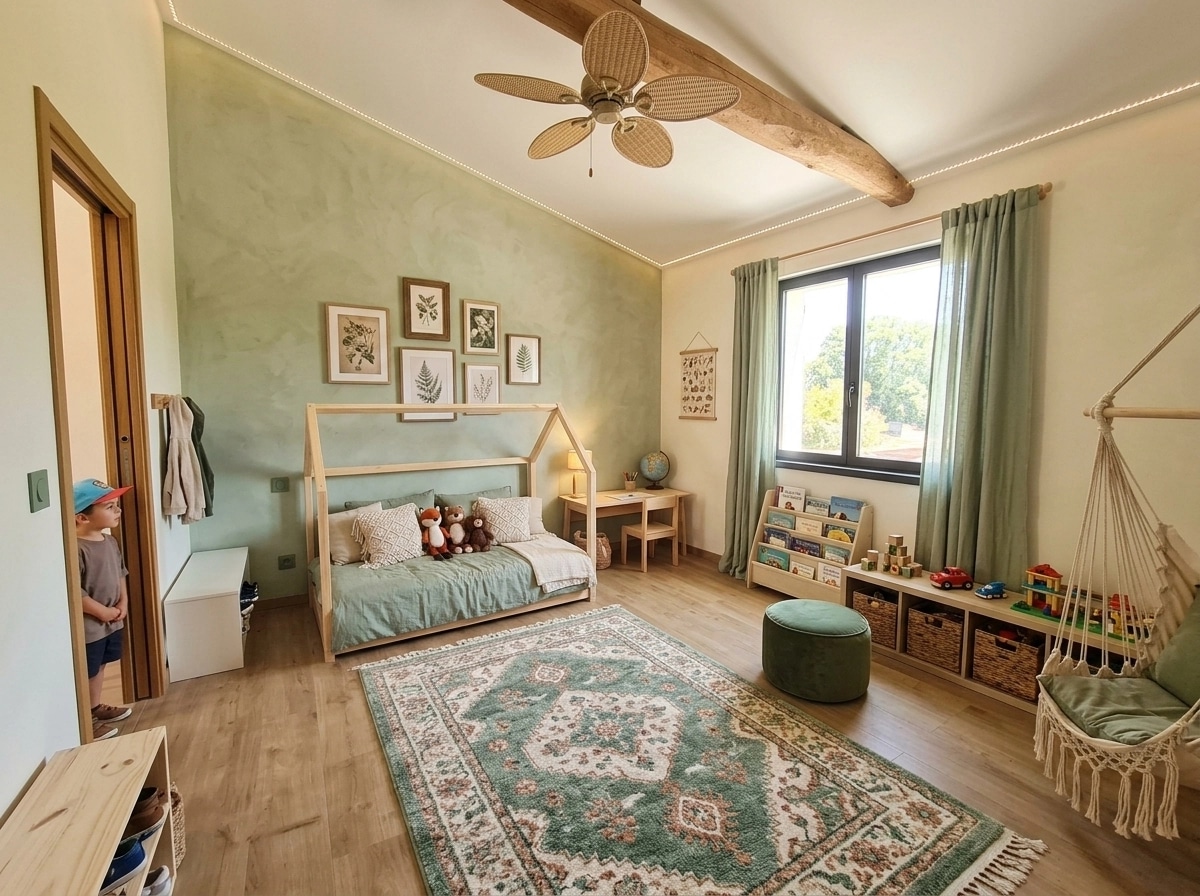 Bohemian Kids Room design — interior photo by GenRoom AI