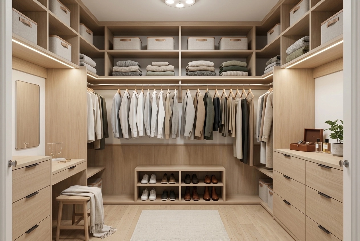 Interior design in Scandinavian style — wardrobe by GenRoom AI