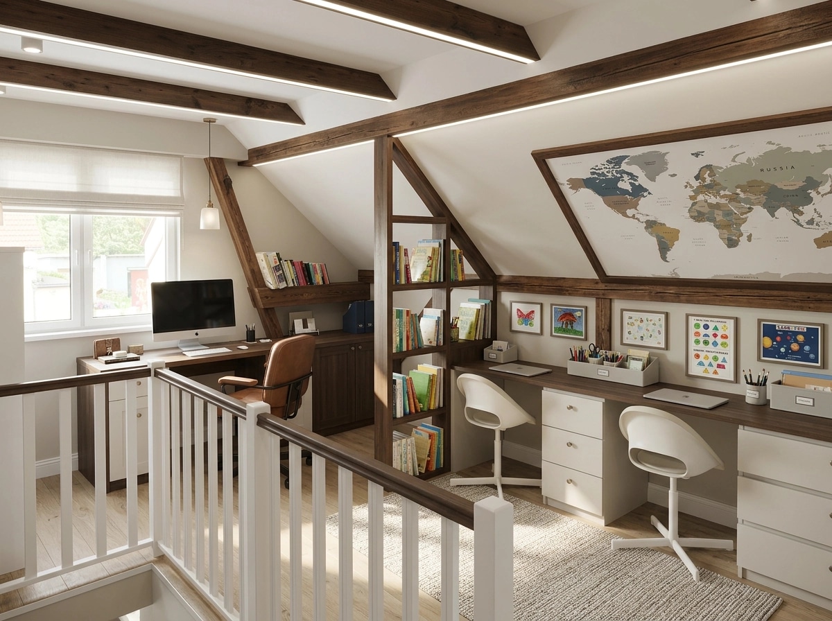 Office interior in Transitional style — photo by GenRoom AI