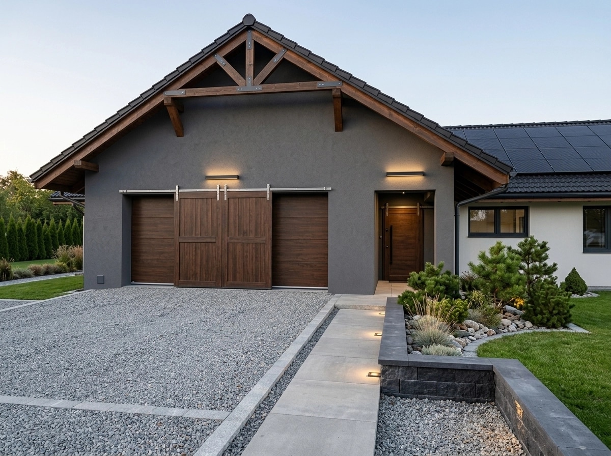Facade design in Barnhouse Facade style — photo by GenRoom AI