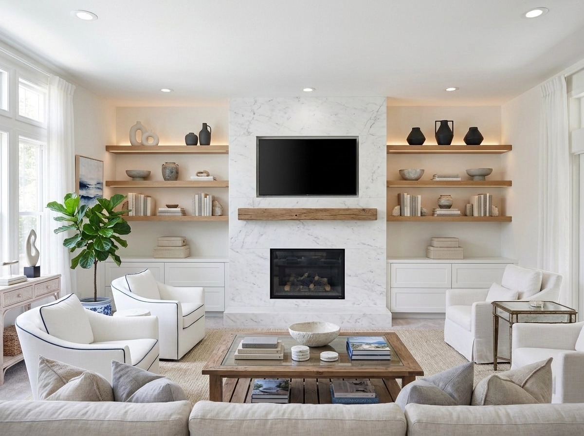 Interior design in Coastal / Hamptons style — Living Room by GenRoom AI
