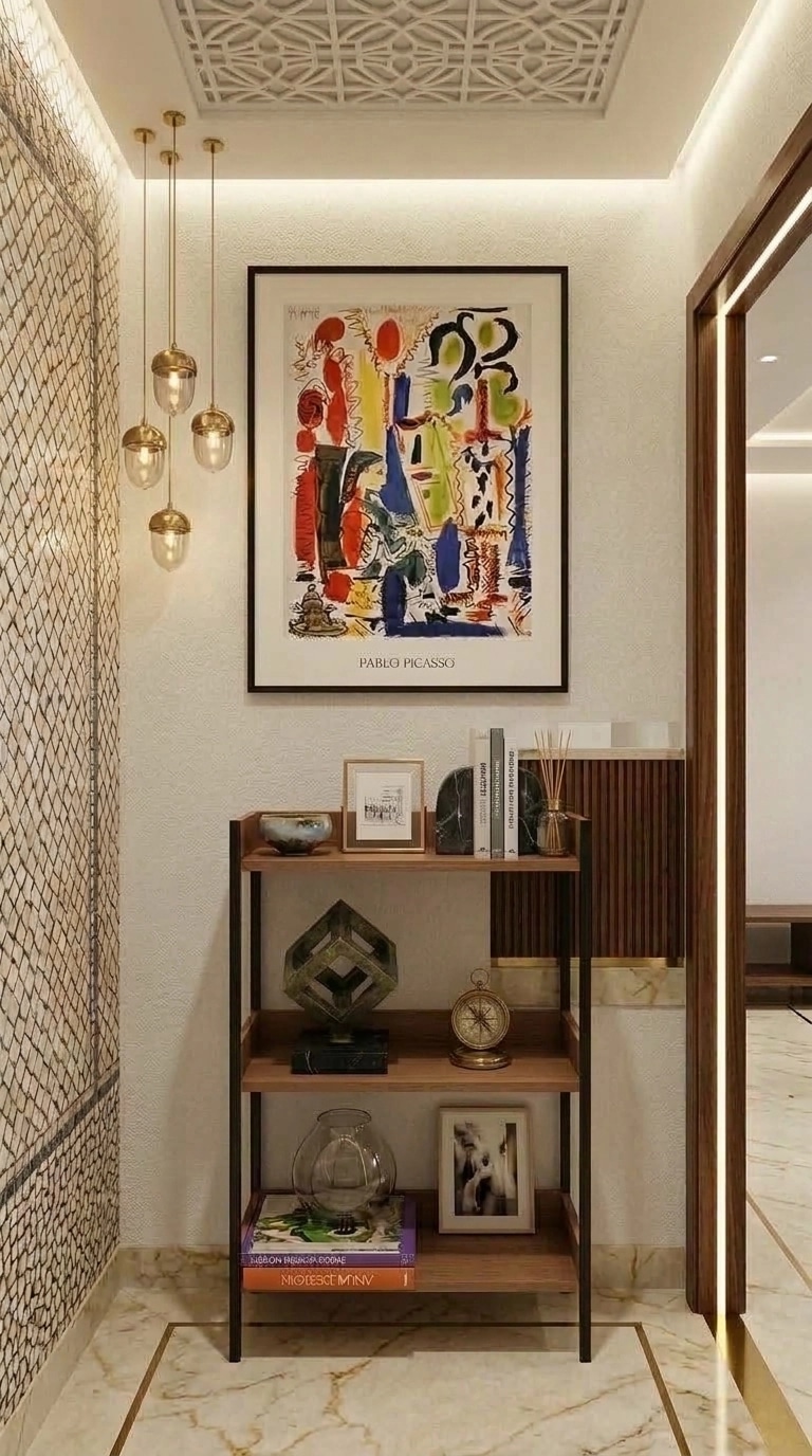 Interior design in Portuguese Modern style — lobby by GenRoom AI