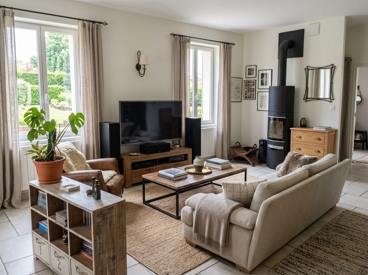 Interiördesign i stilen Modern Farmhouse — Vardagsrum av GenRoom AI