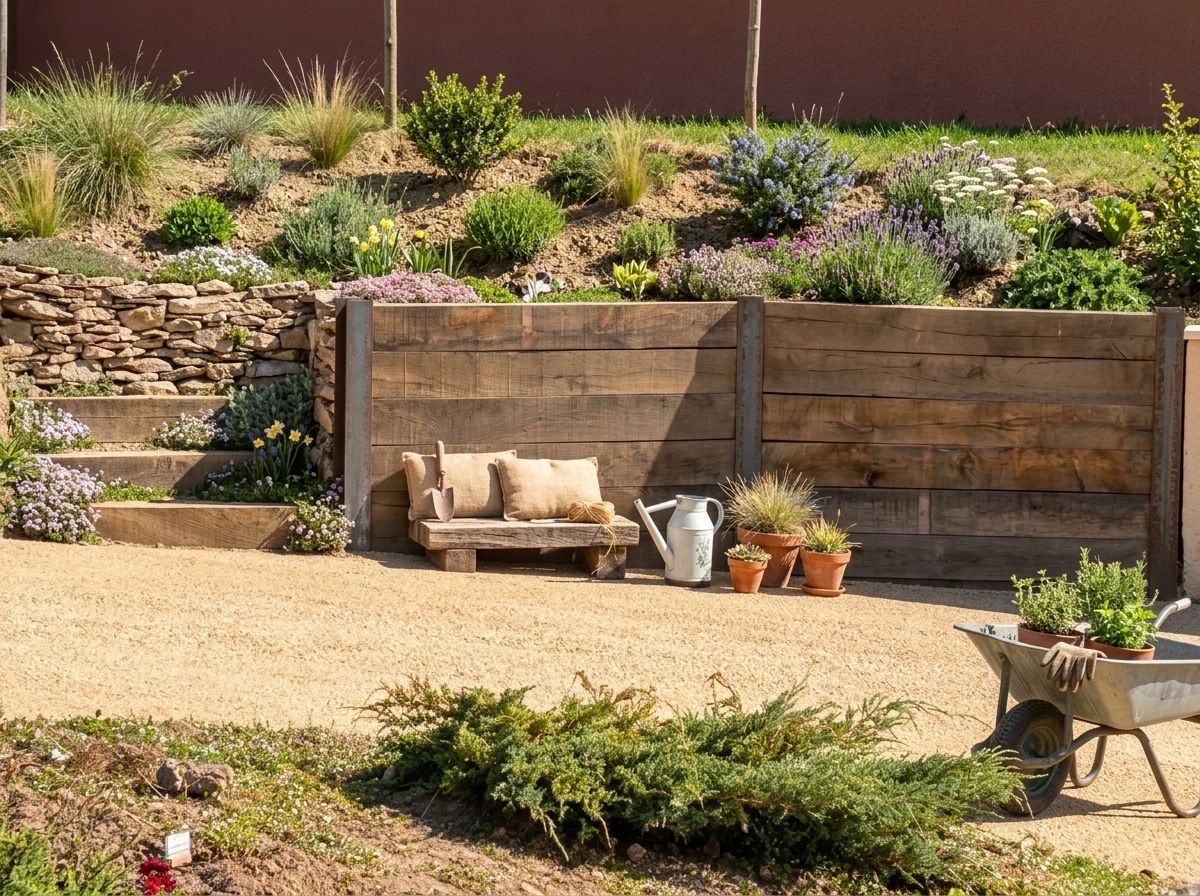 Country Rustic Garden Jardim design — yard photo by GenRoom AI