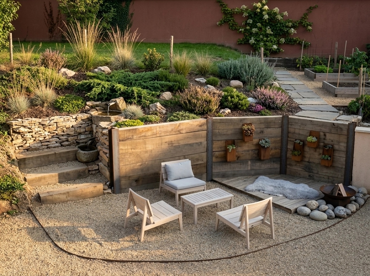 Landscape design in Scandinavian Garden style — Yard by GenRoom AI