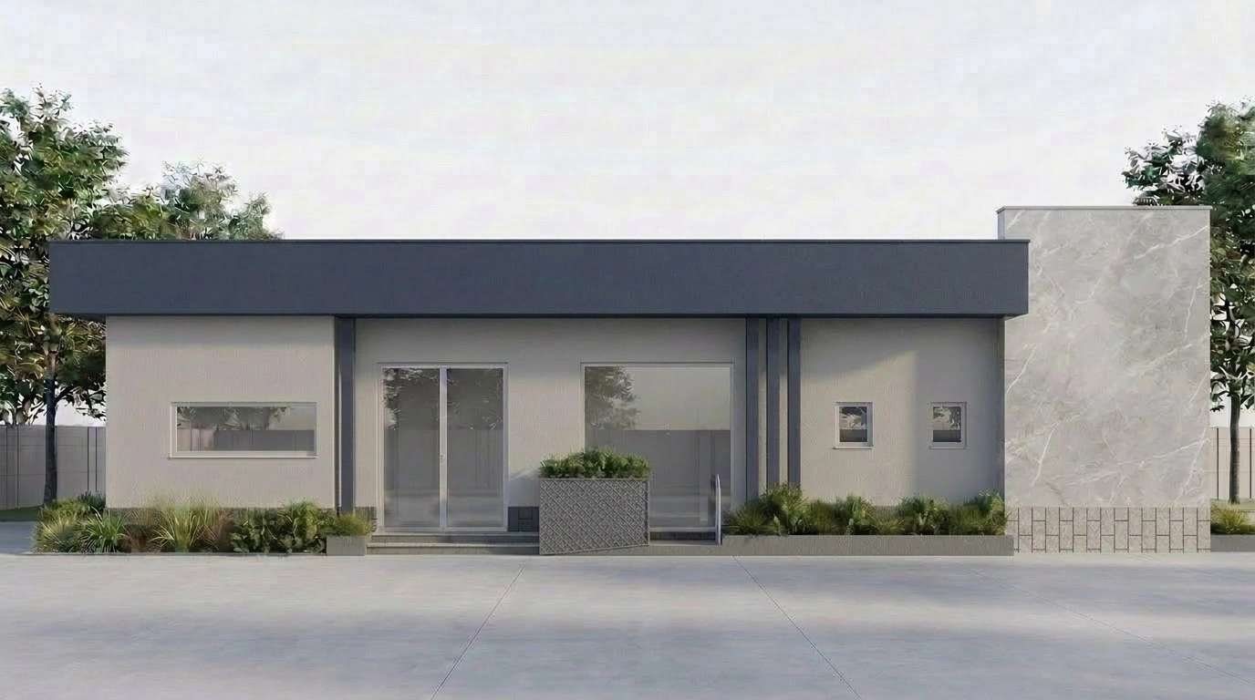 Facade design in Minimalist Facade style — photo by GenRoom AI