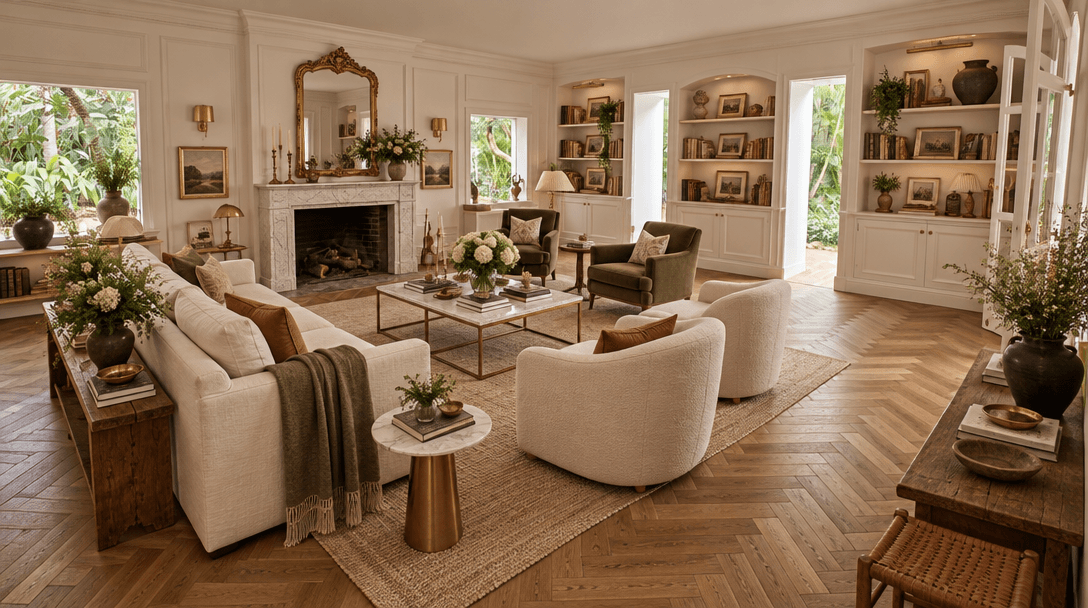 French Parisian Living Room design — interior photo by GenRoom AI