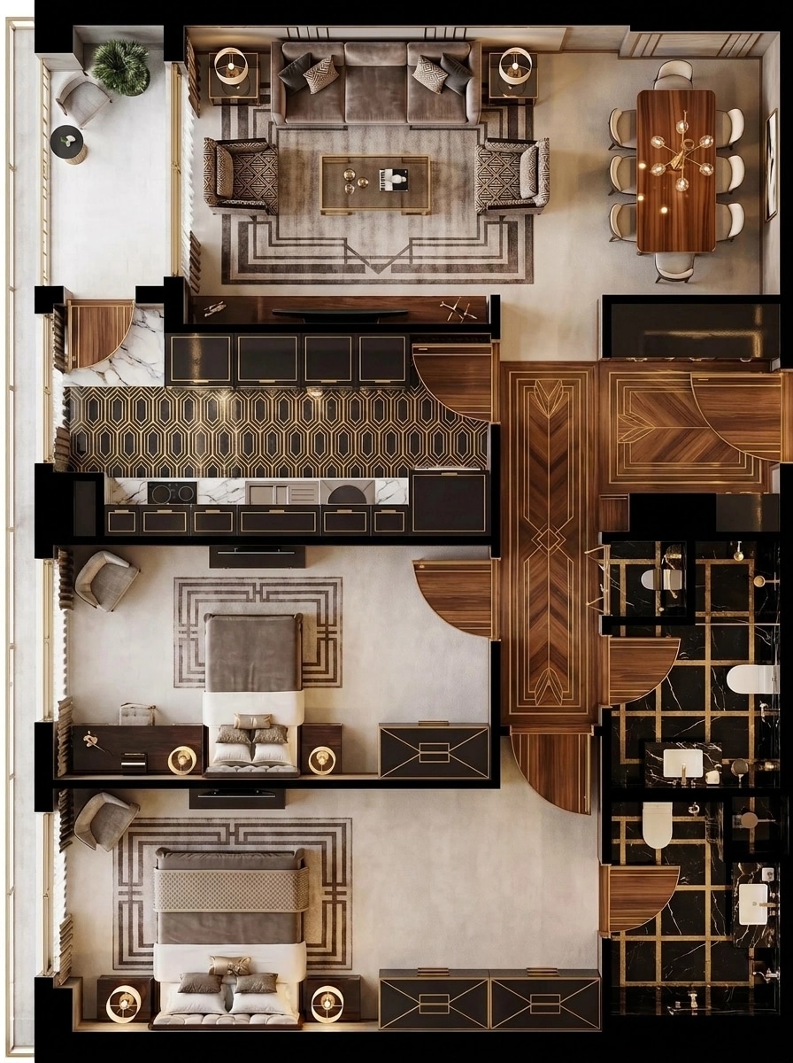 Art Deco Living Room design — interior photo by GenRoom AI