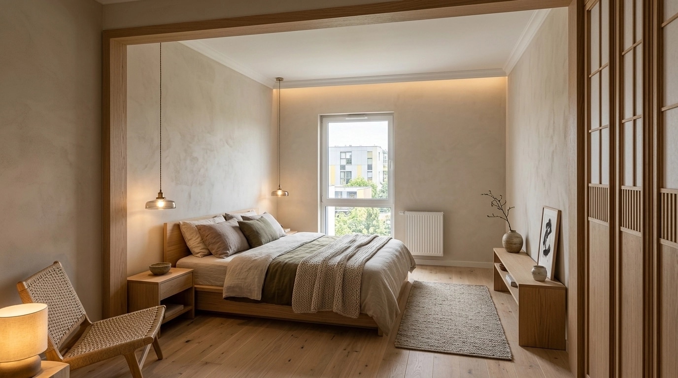 Japandi Bedroom design — interior photo by GenRoom AI