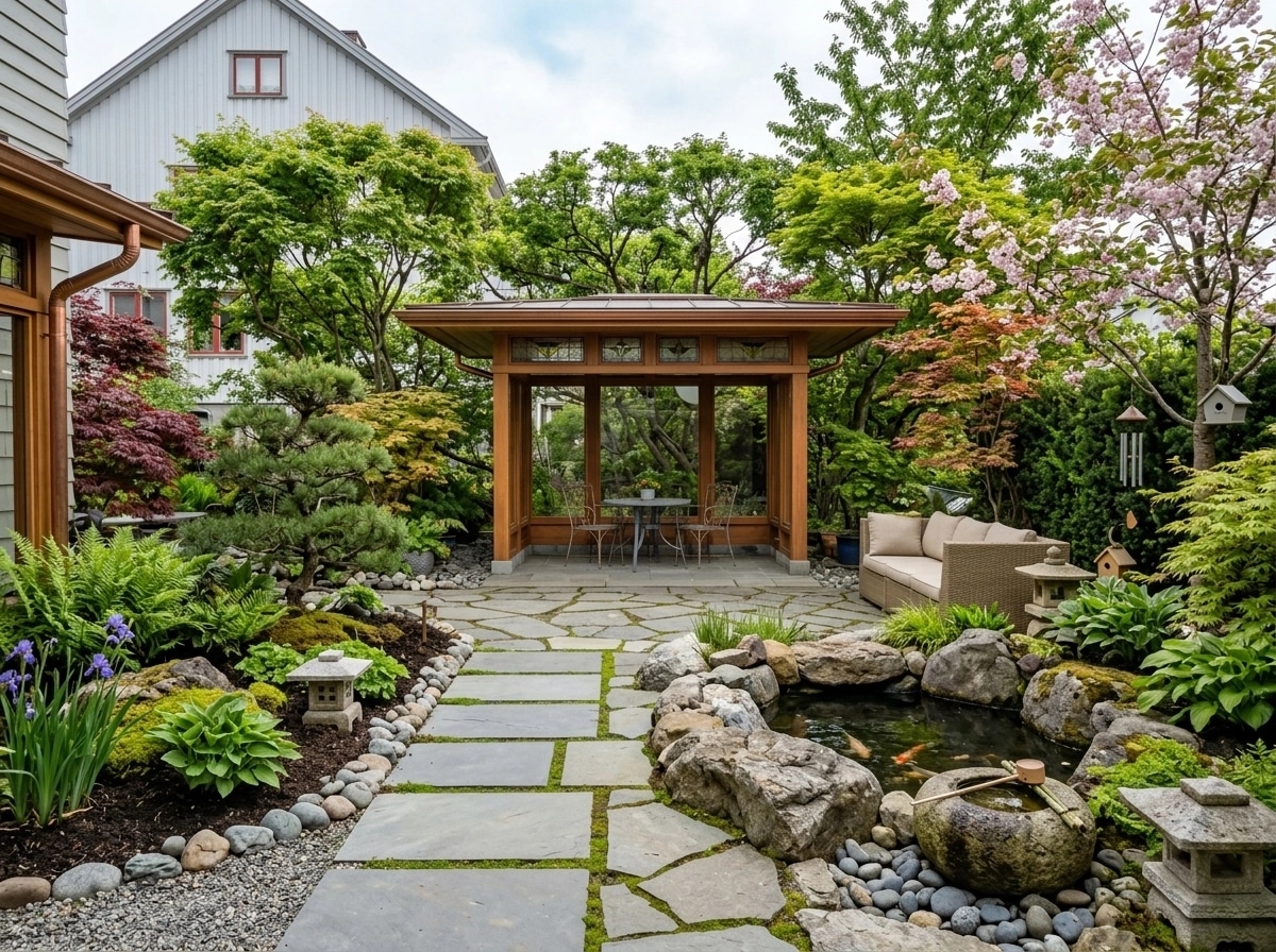 Design paysager en style Japanese Garden — Jardin par GenRoom AI