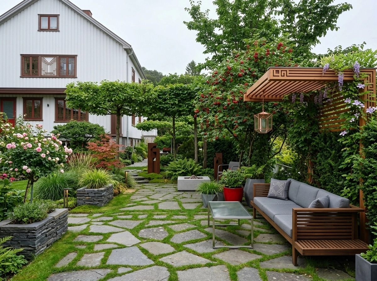 Landscape design in Scandinavian Garden style — Yard by GenRoom AI