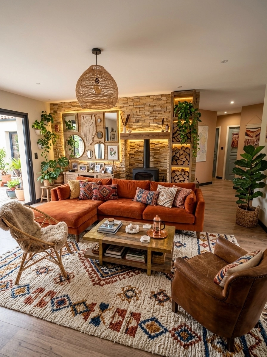 Bohemian Living Room design — interior photo by GenRoom AI