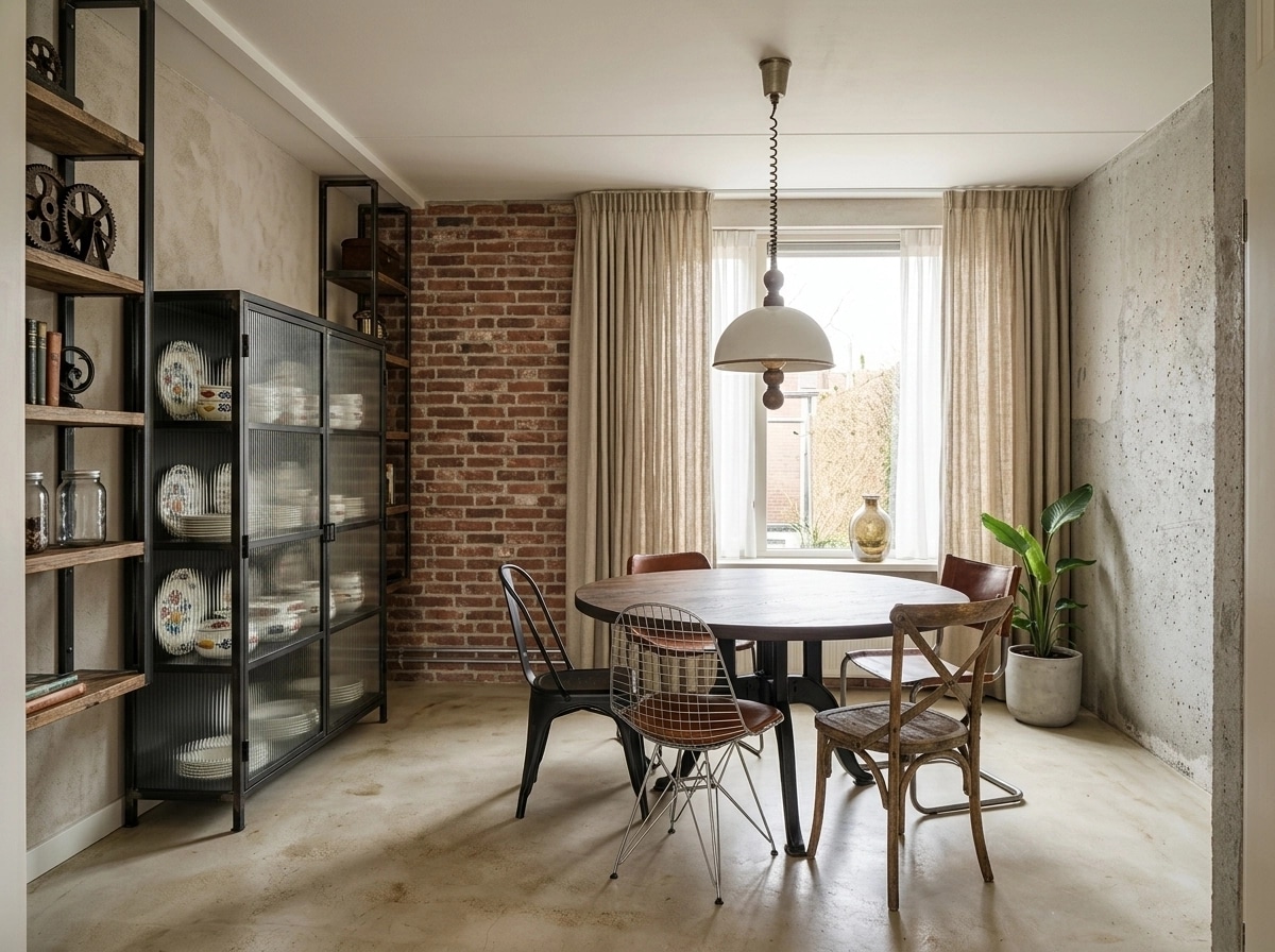 Interior design in Loft / Industrial style — dining_room by GenRoom AI