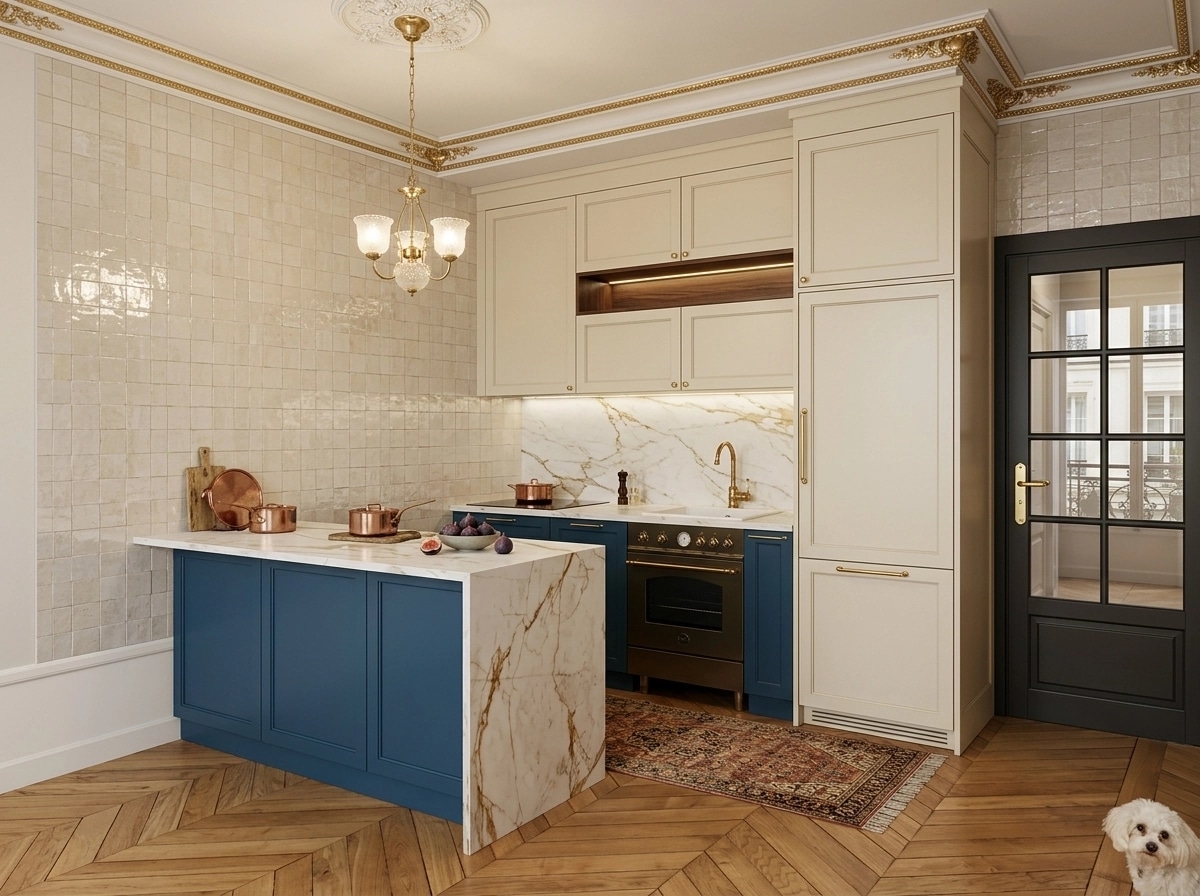 French Parisian Kitchen design — interior photo by GenRoom AI