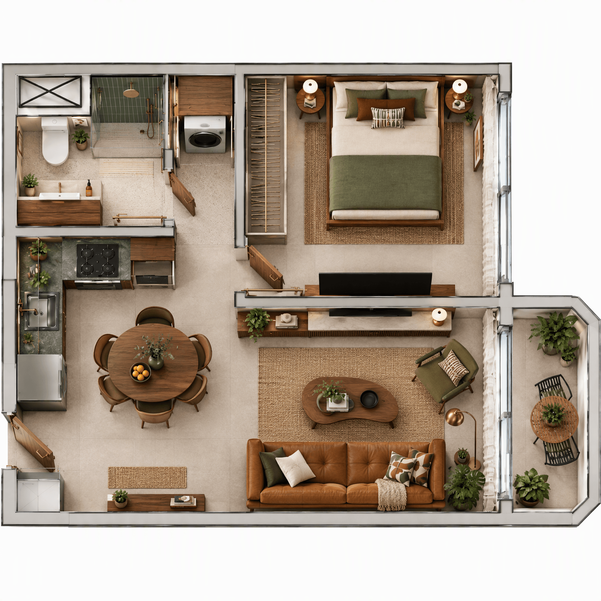 Design d'intérieur en style Mid-Century Modern — Salon par GenRoom AI