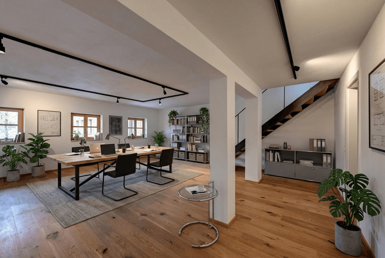 Office interior in Loft / Industrial style — photo by GenRoom AI