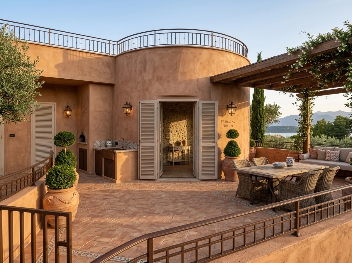 Interior design in Tuscan style — terrace by GenRoom AI