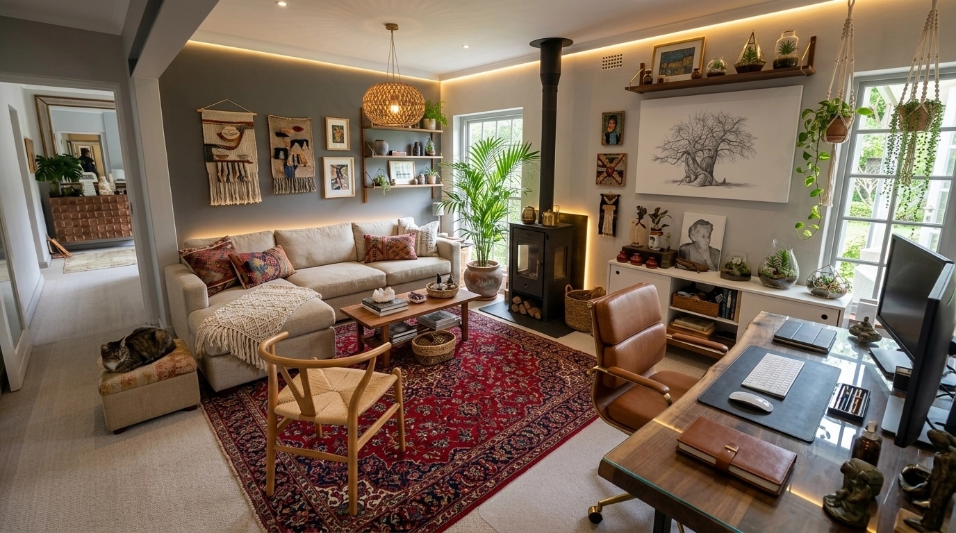 Interior design in Bohemian style — home_office by GenRoom AI