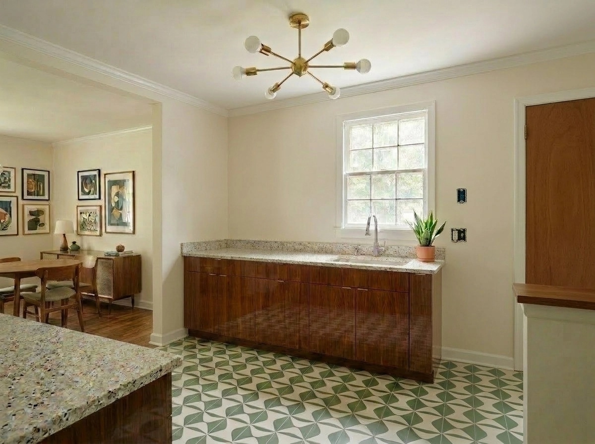 Interior design in Mid-Century Modern style — Kitchen by GenRoom AI