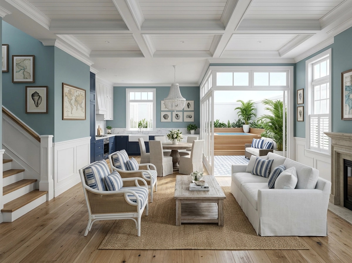 Interior design in Coastal / Hamptons style — Living Room by GenRoom AI