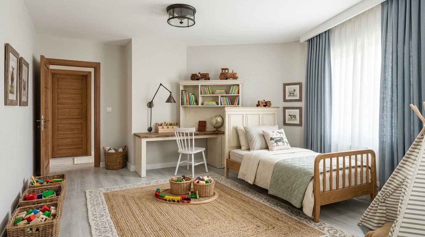 Interior design in Modern Farmhouse style — Kids Room by GenRoom AI