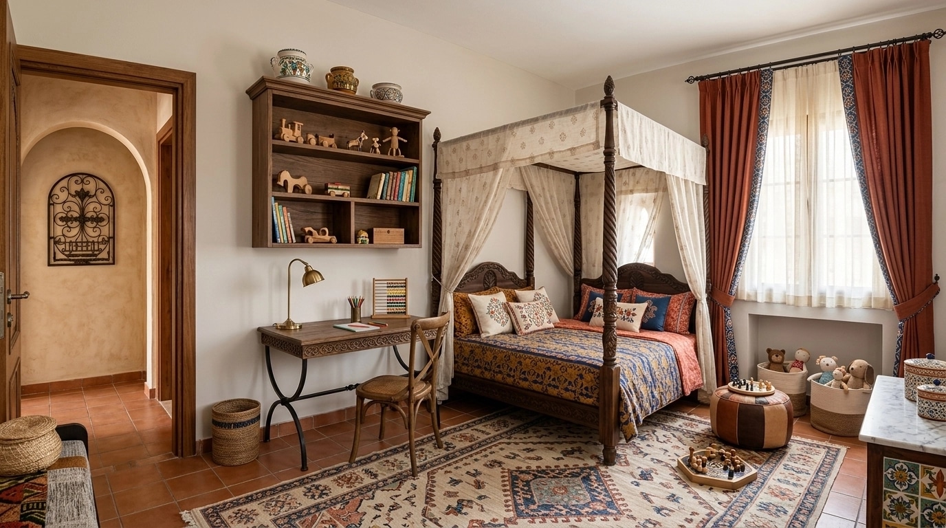Mediterranean Kids Room design — interior photo by GenRoom AI