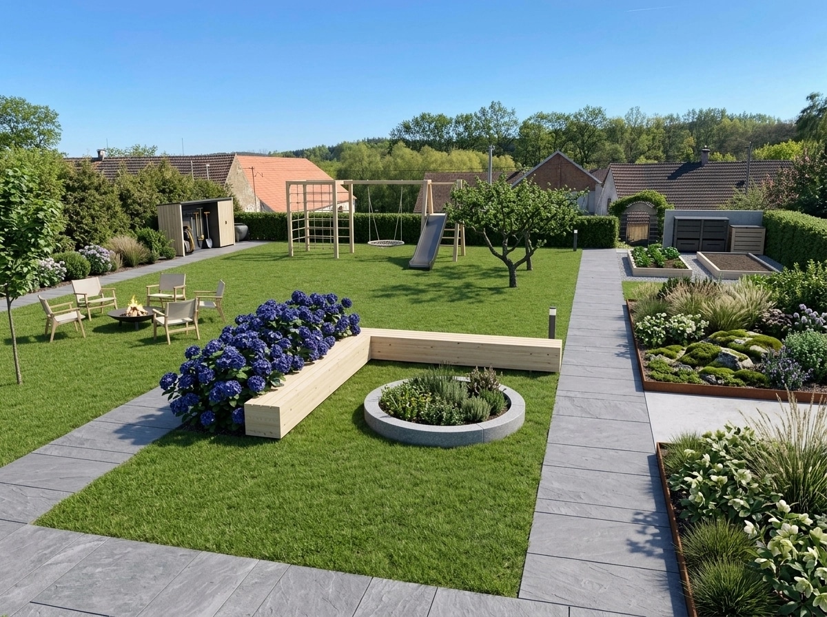 Landscape design in Scandinavian Garden style — Yard by GenRoom AI