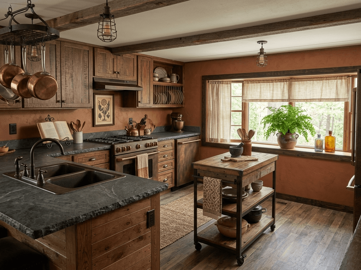 Kitchen interior in Rustic style — photo by GenRoom AI