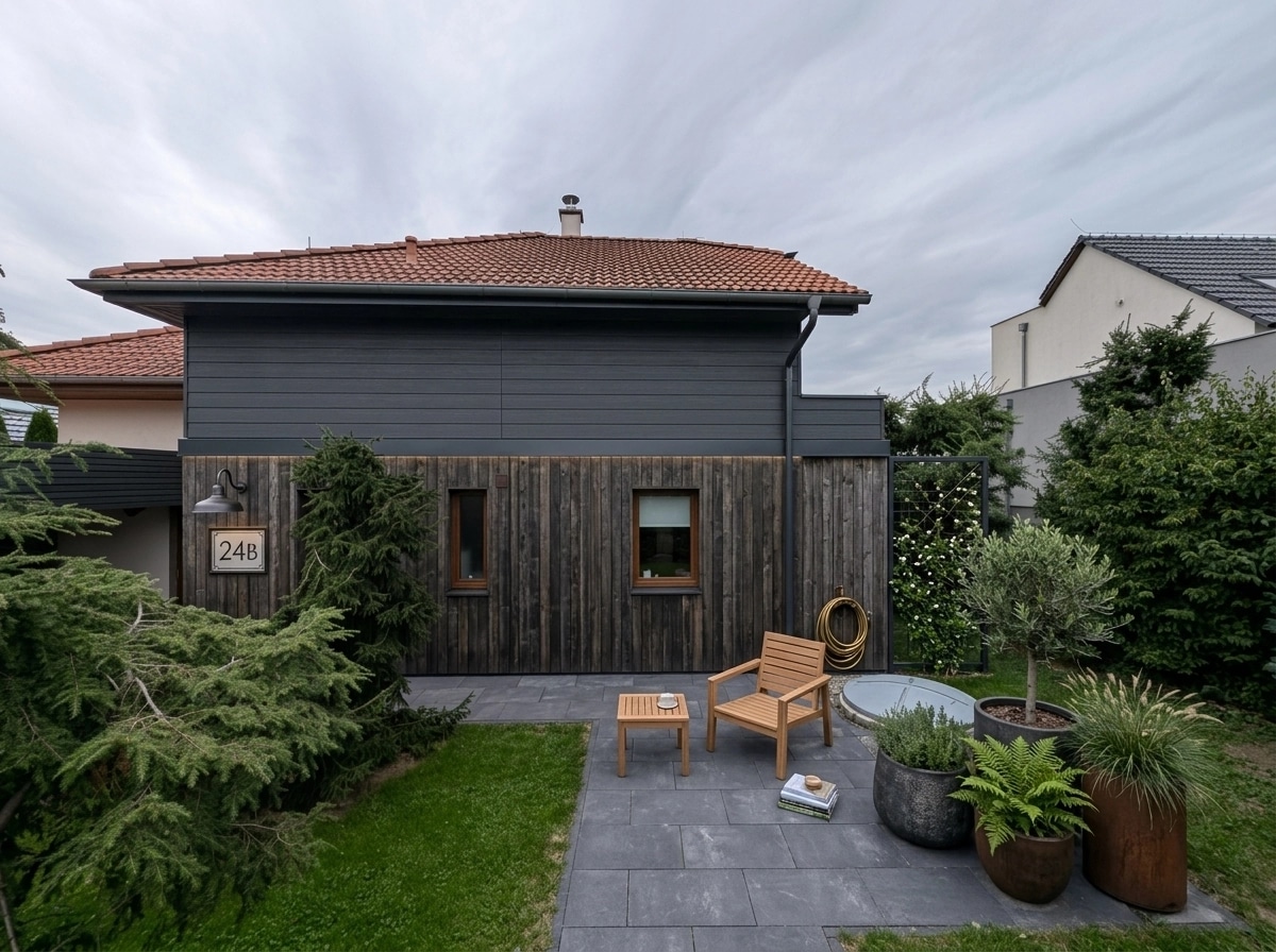 Facade design in Barnhouse Facade style — photo by GenRoom AI