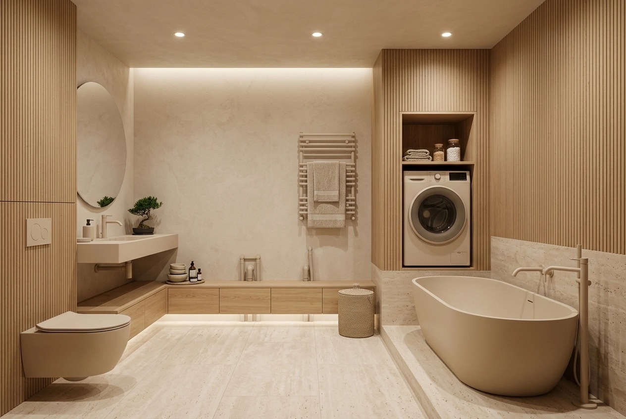 Interior design in Japandi style — Bathroom by GenRoom AI