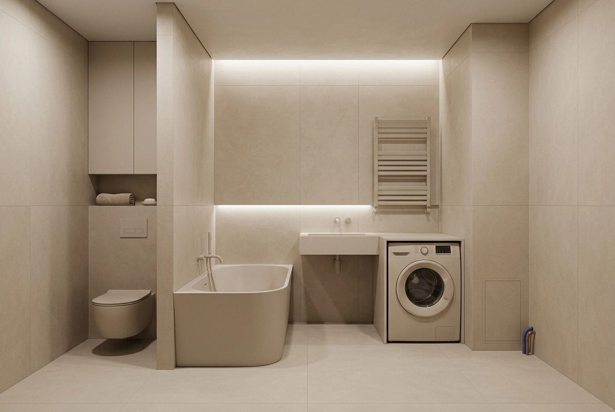 Minimalism Bathroom design — interior photo by GenRoom AI