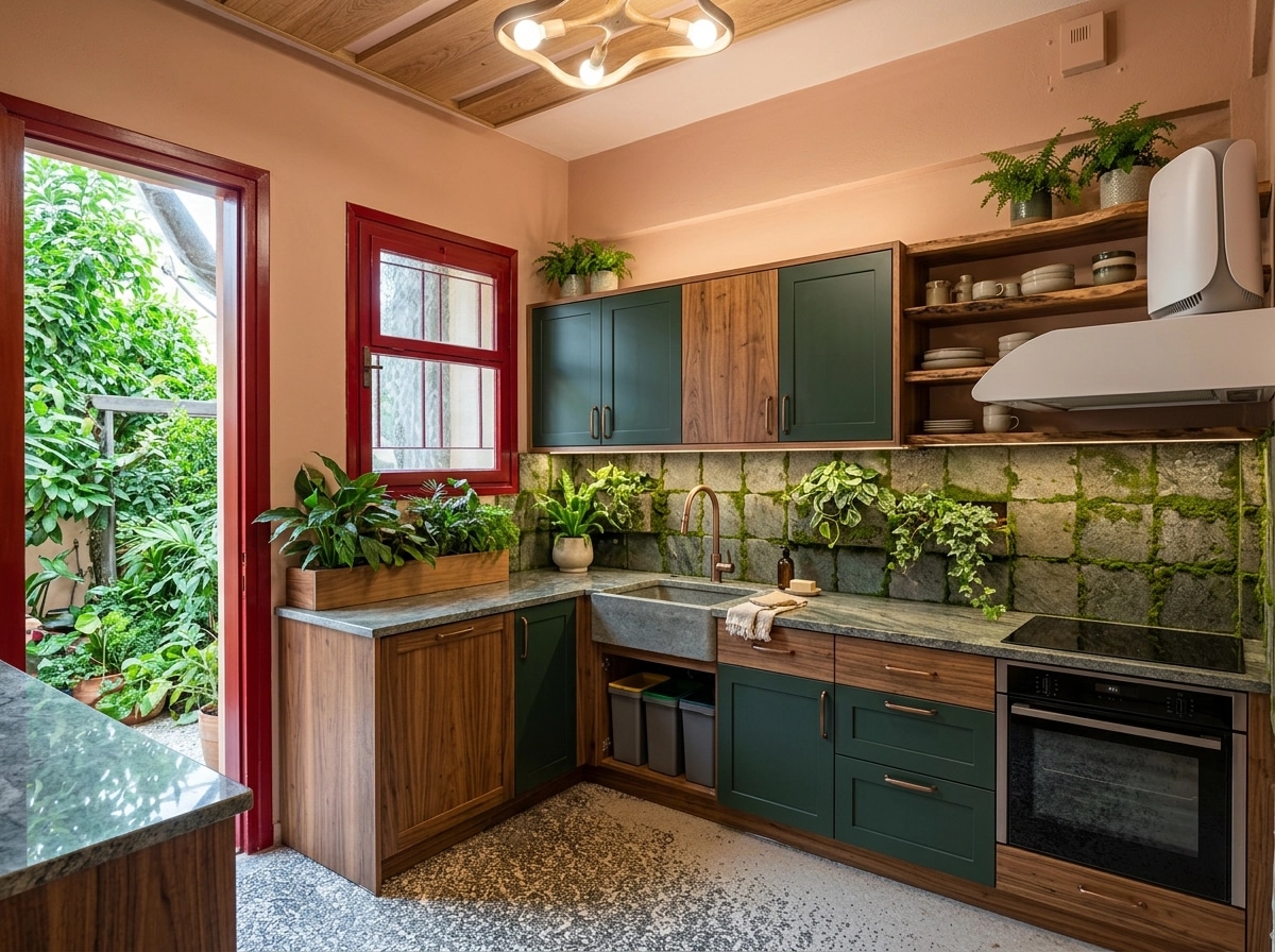 Kitchen interior in Biophilic style — photo by GenRoom AI
